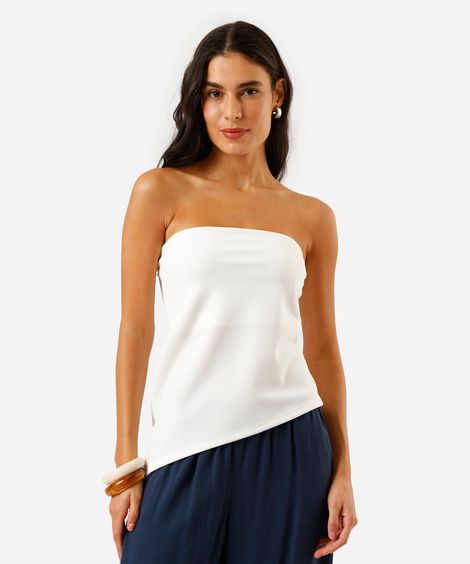 blusa sem alça feminina assimétrica off white