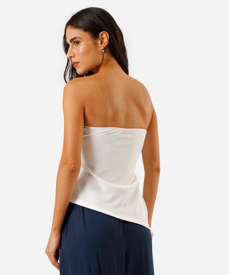 blusa sem alça feminina assimétrica off white