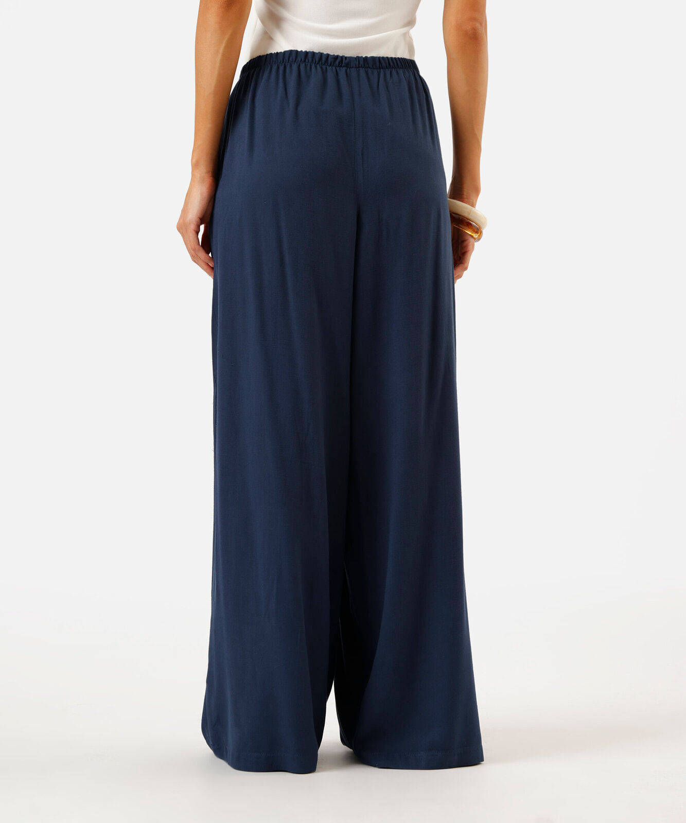 calça pantalona de viscose feminina azul