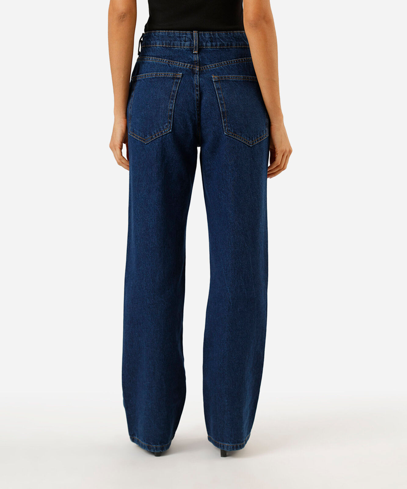 calça wide leg slim feminina jeans cintura alta azul