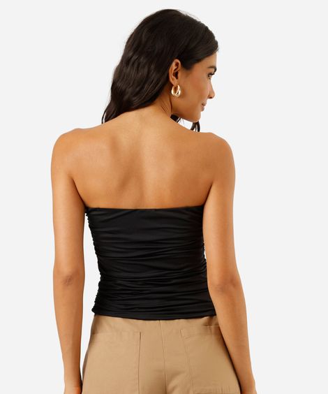 cropped feminino drapeado em malha preto