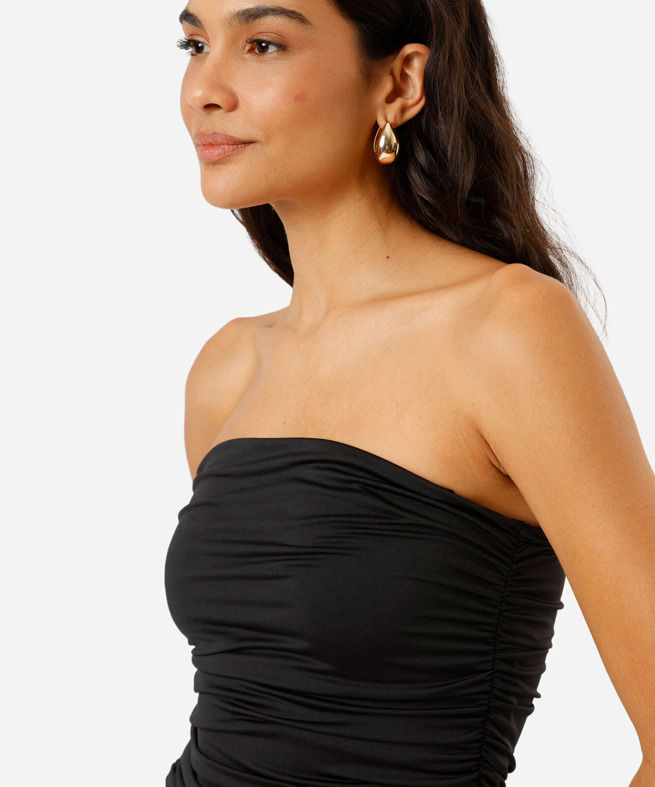 cropped feminino drapeado em malha preto