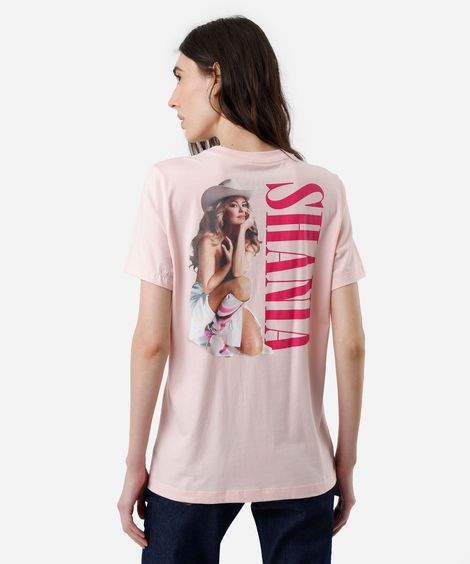 camiseta feminina de algodão shania twain rosa