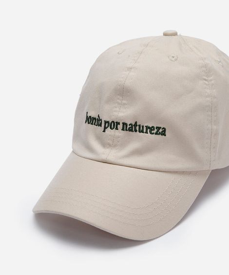 boné aba curva bordado bonita por natureza bege