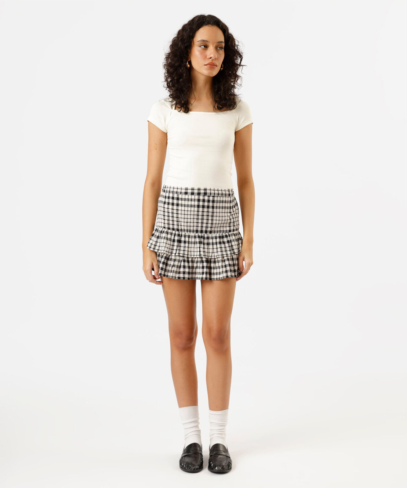 blusa baby look feminina de algodão decote quadrado bege
