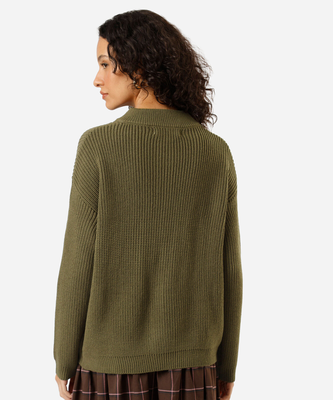 suéter feminino de tricot canelado verde