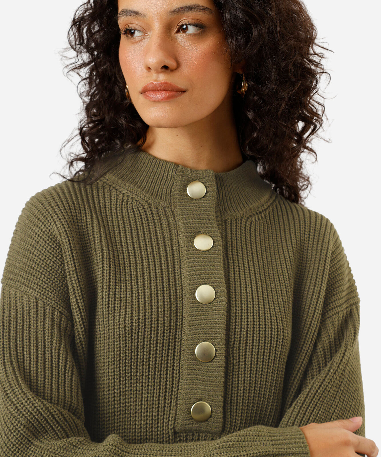 suéter feminino de tricot canelado verde