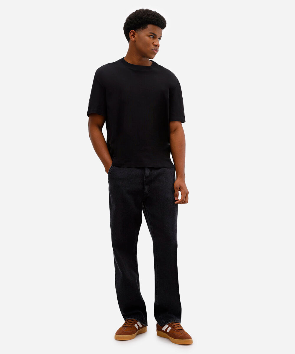 calça baggy masculina jeans preta