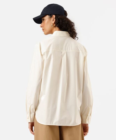 camisa feminina de algodão manga longa off white