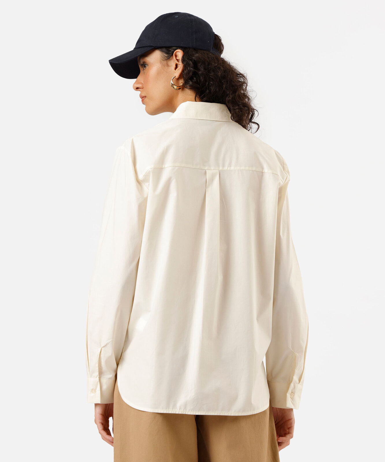 camisa feminina de algodão manga longa off white