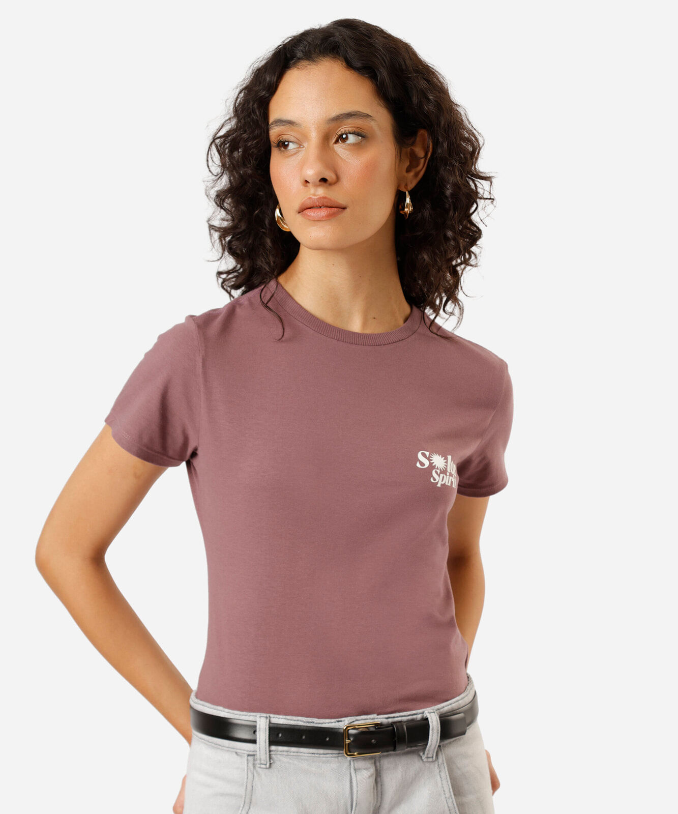 camiseta feminina de algodão manga curta estampada rosa