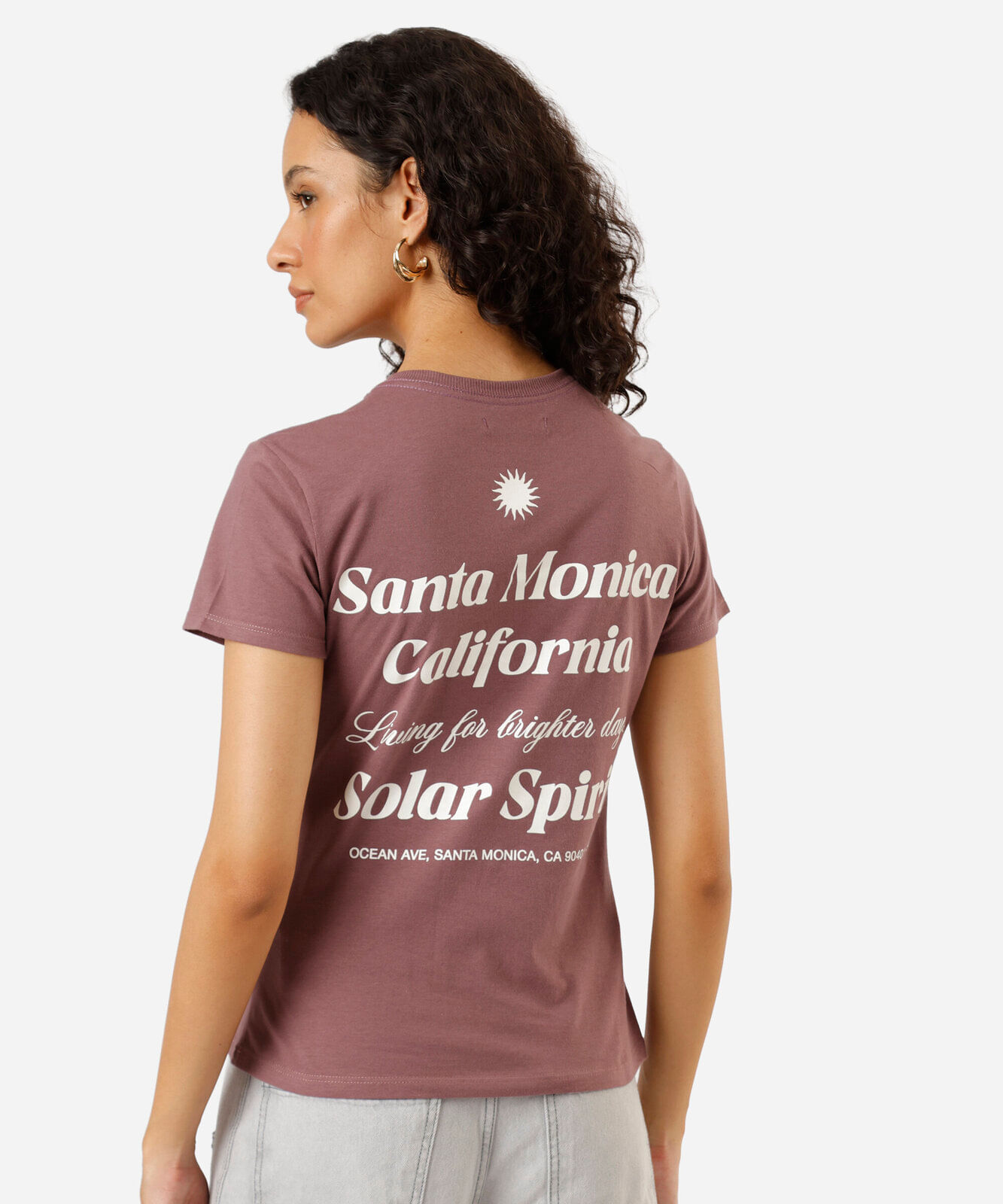 camiseta feminina de algodão manga curta estampada rosa