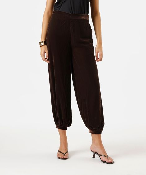 calça aladim feminina de veludo marrom
