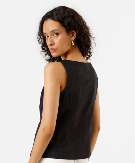 colete de alfaiataria feminino risca de giz azul