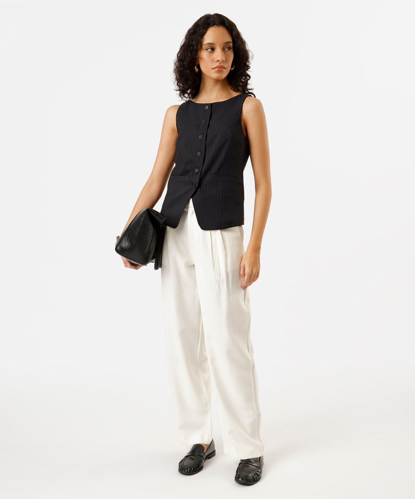colete de alfaiataria feminino risca de giz azul