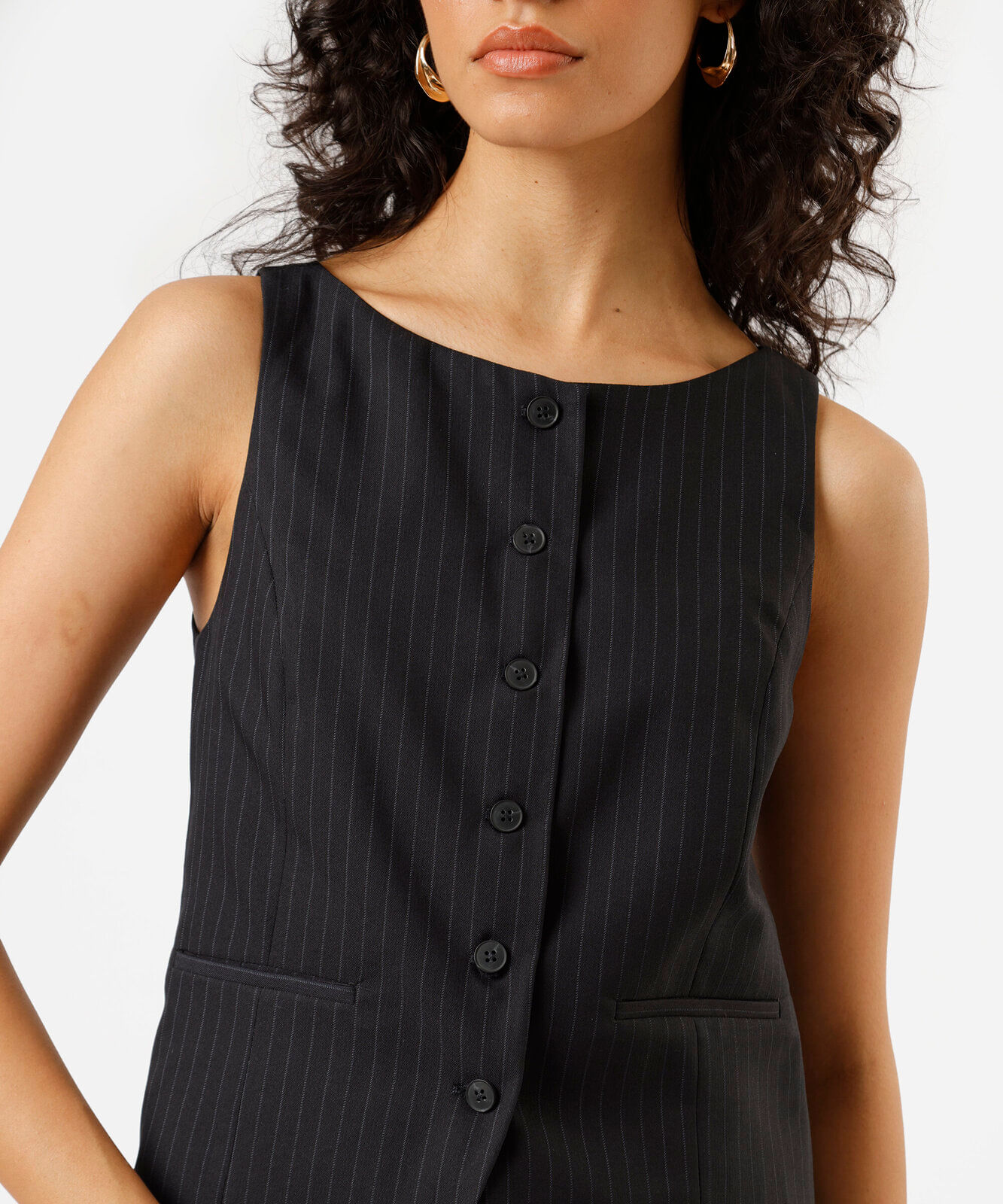 colete de alfaiataria feminino risca de giz azul