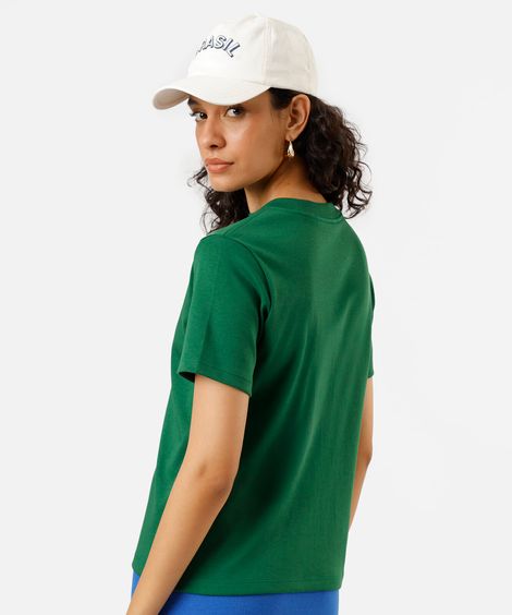 camiseta básica feminina de algodão peruano verde