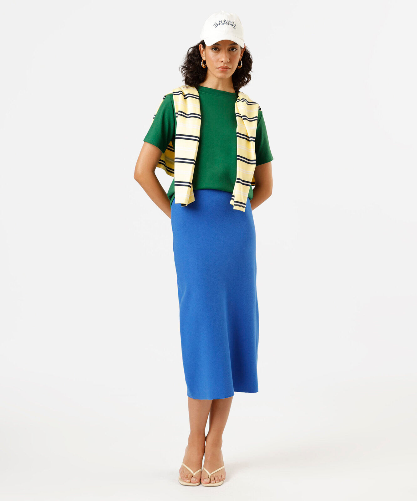 camiseta básica feminina de algodão peruano verde