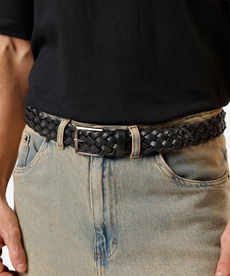 cinto trançado masculino preto