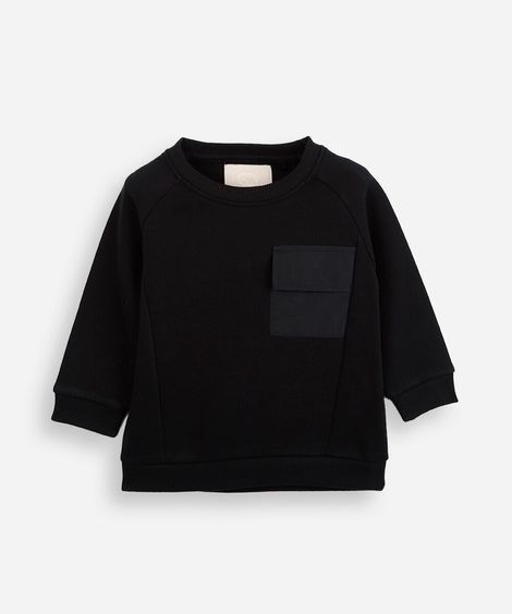 blusão infantil de moletom com bolso preto