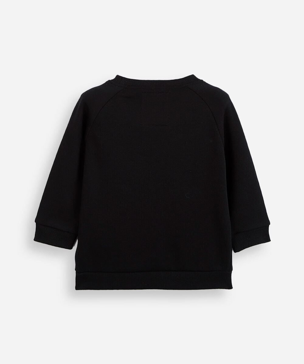 blusão infantil de moletom com bolso preto