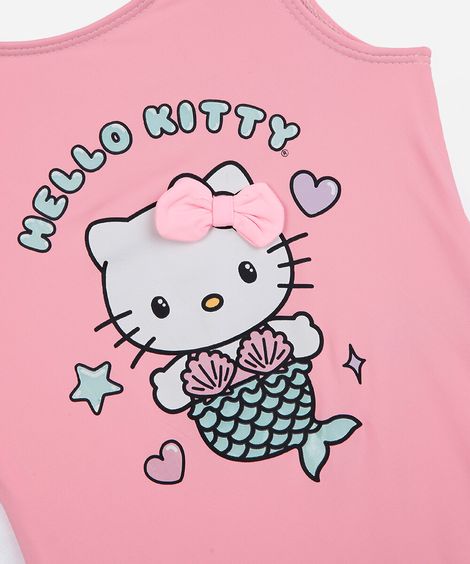 maiô infantil hello kitty rosa