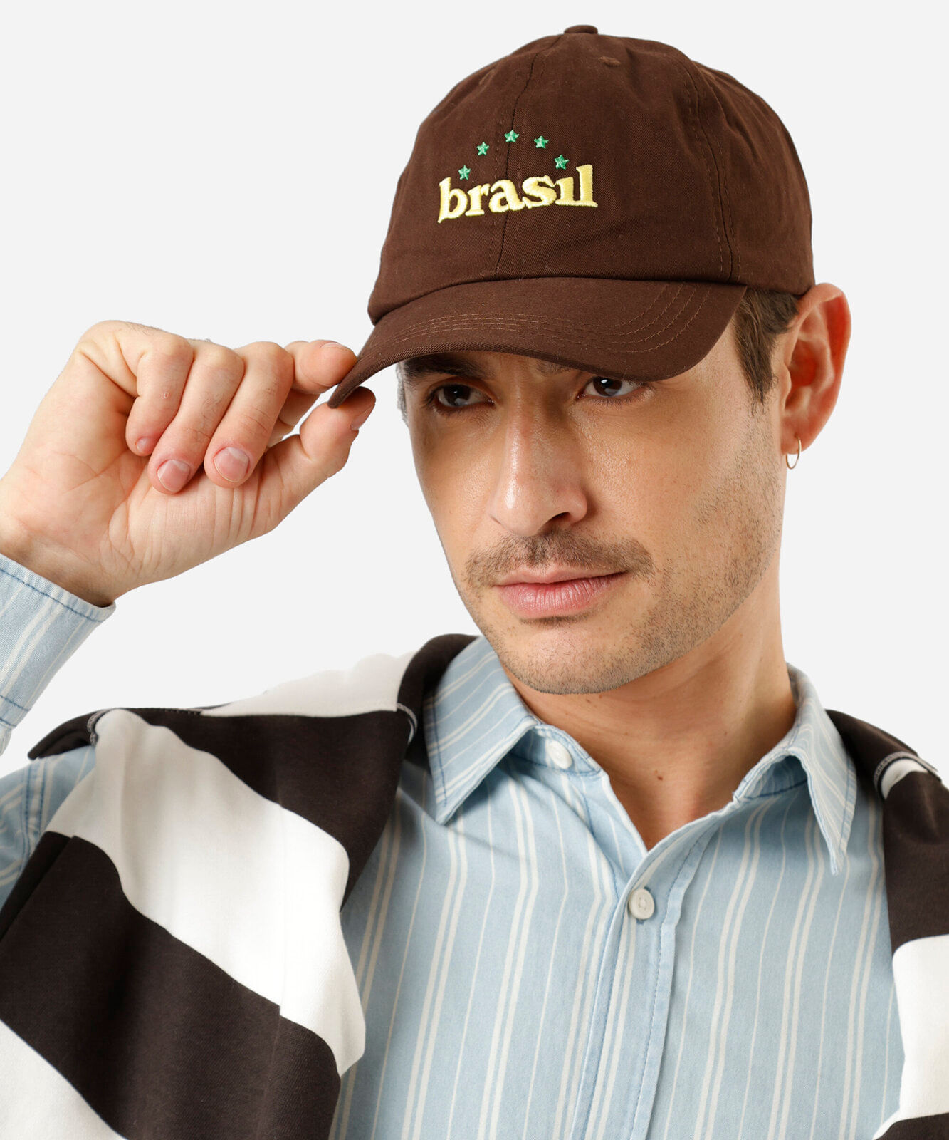 boné aba curva de sarja brasil marrom