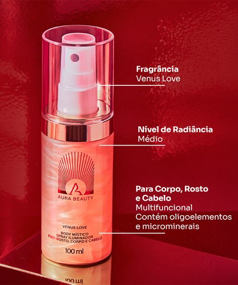 body spray aura beauty iluminador vênus love 100ml