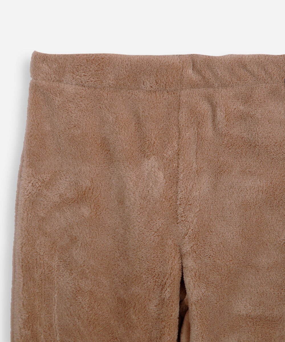 conjunto longo infantil de fleece urso marrom