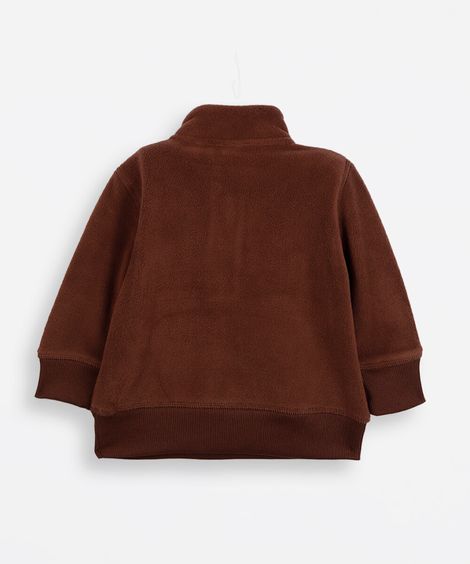 blusão infantil de fleece gola alta simba marrom