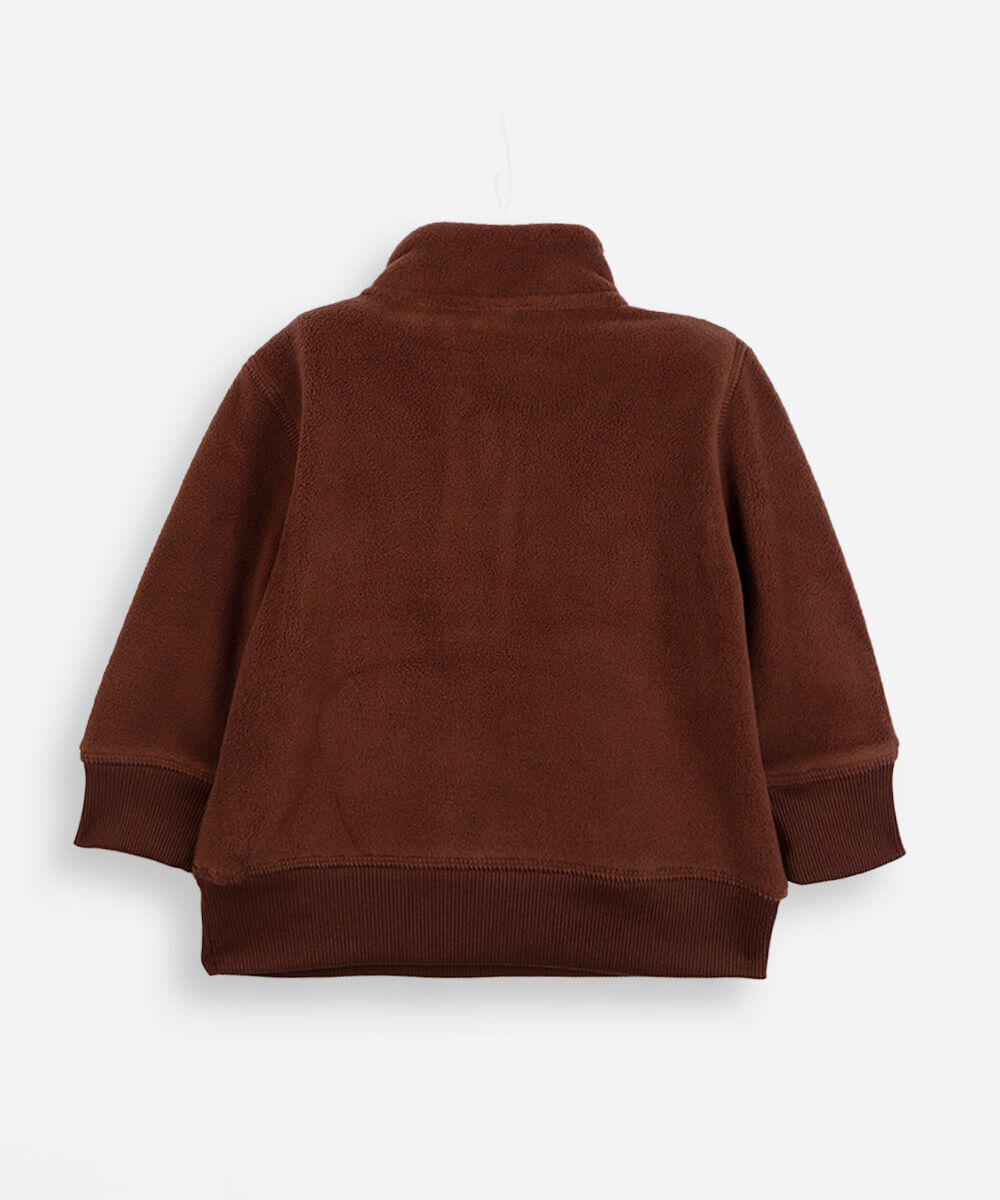 blusão infantil de fleece gola alta simba marrom