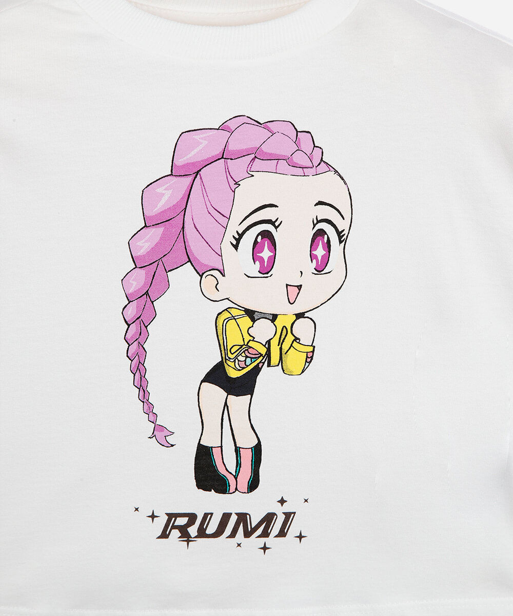 blusa infantil de algodão com tule guerreiras do kpop off white