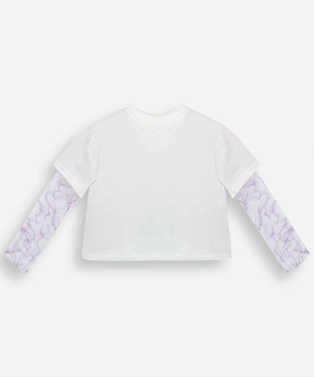 blusa infantil de algodão com tule guerreiras do kpop off white