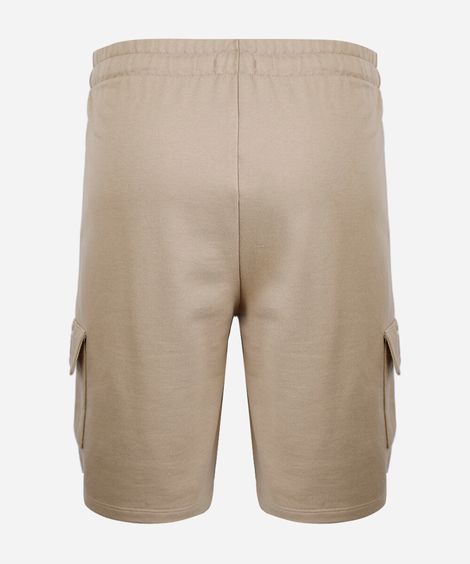 bermuda de moletom juvenil bolsos cargo bege