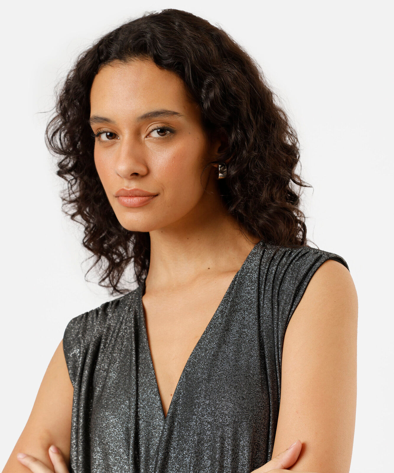 body feminino com lurex decote v preto