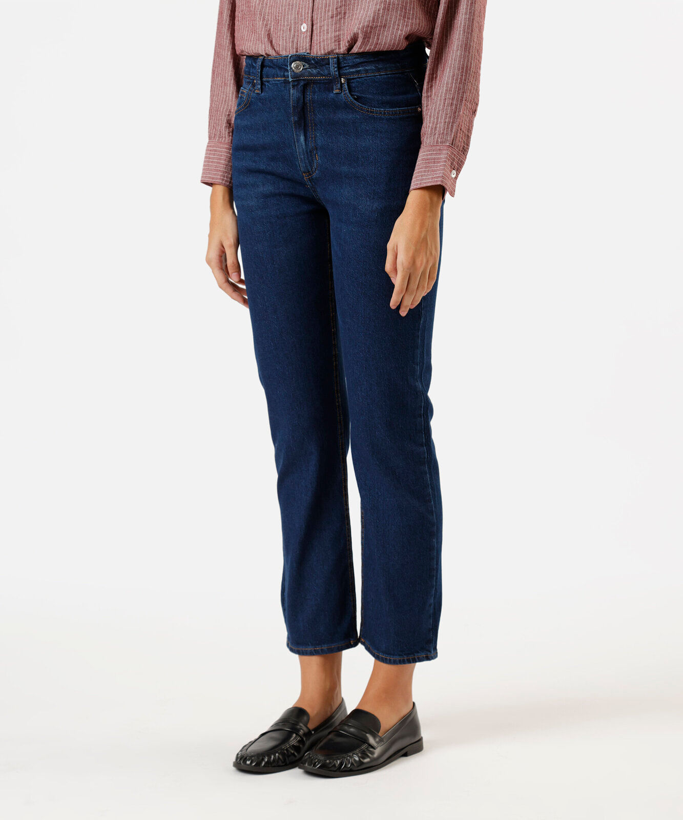 calça slim feminina jeans cintura alta azul