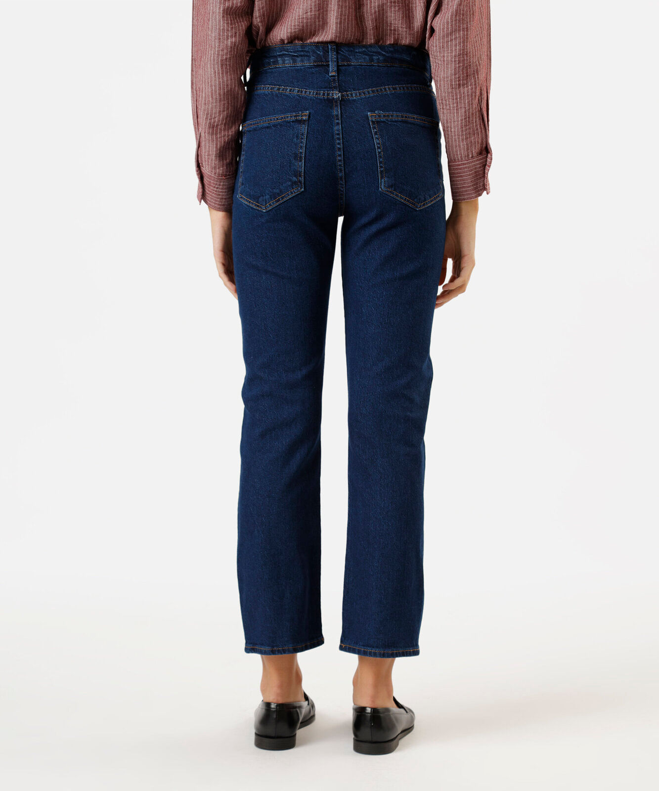 calça slim feminina jeans cintura alta azul