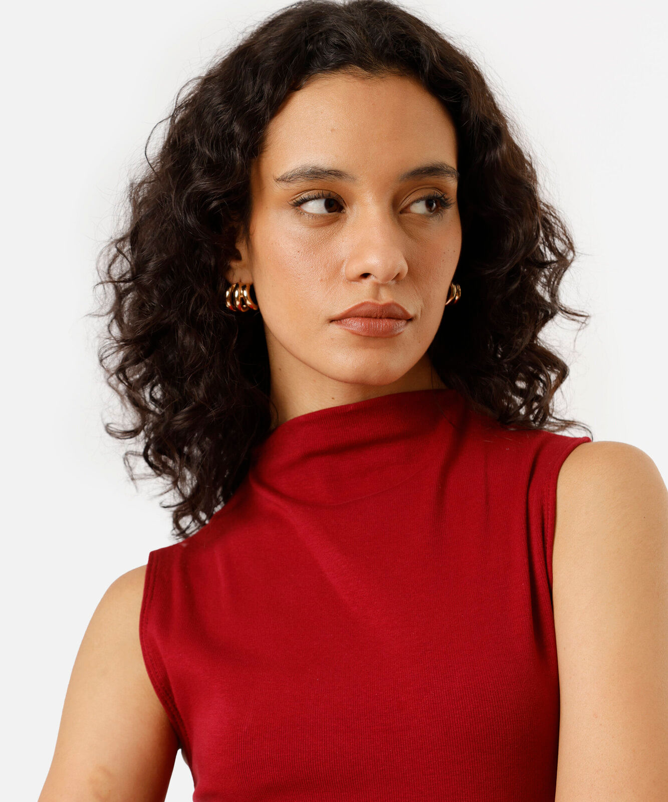 vestido feminino de algodão gola alta vermelho