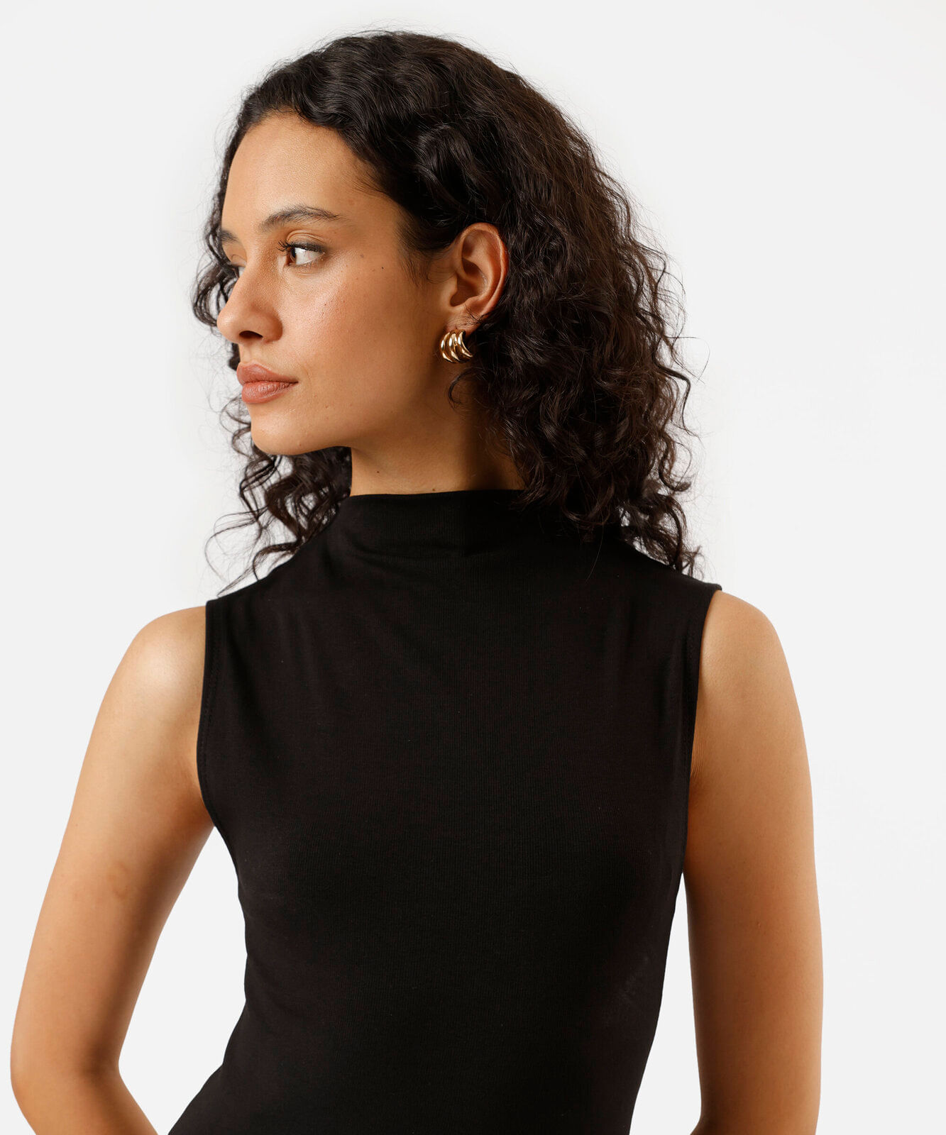 vestido feminino de algodão gola alta preto
