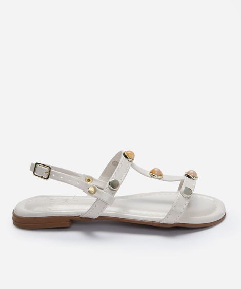 rasteirinha infantil com tachas off white