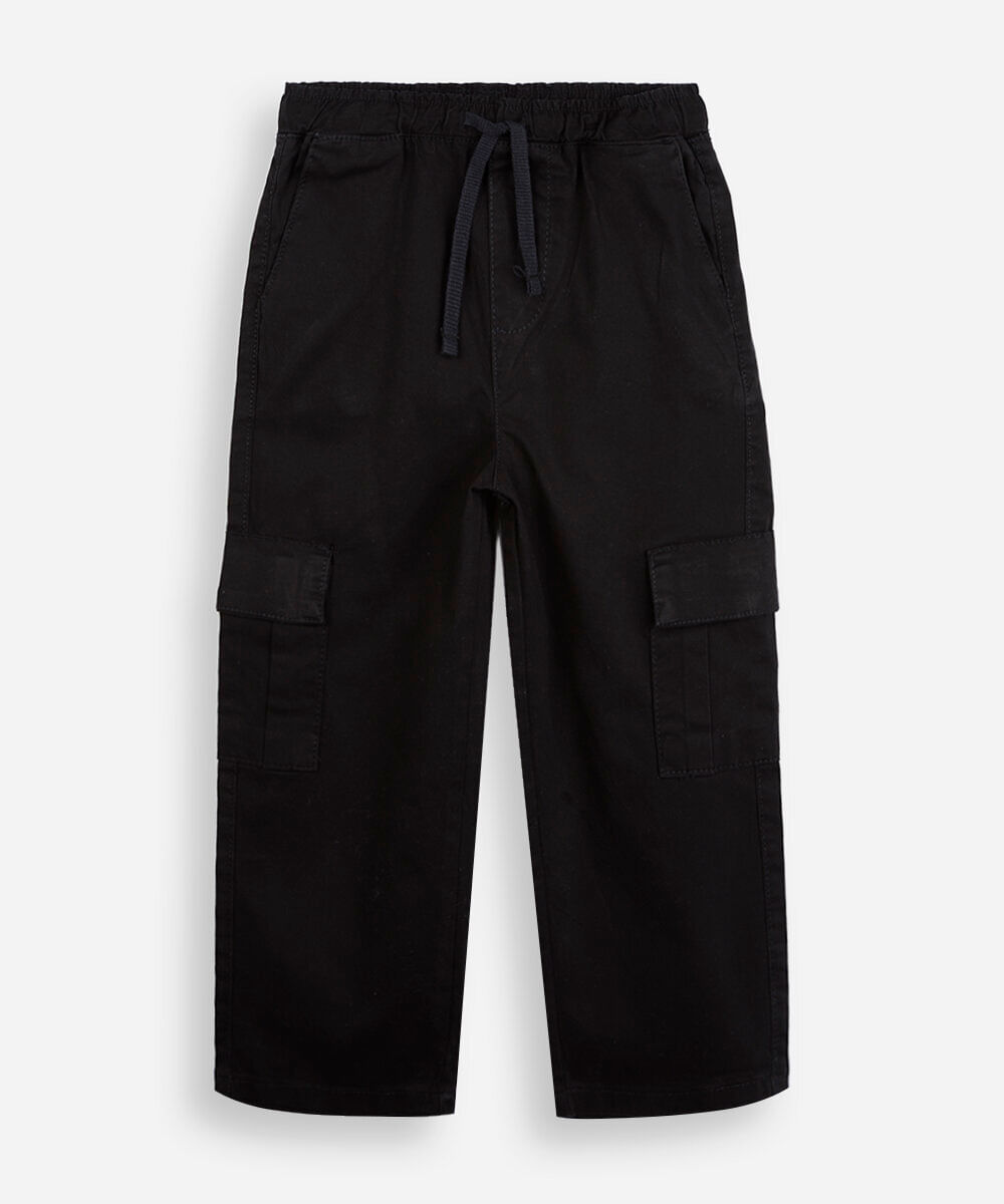 calça  cargo de algodão infantil preta