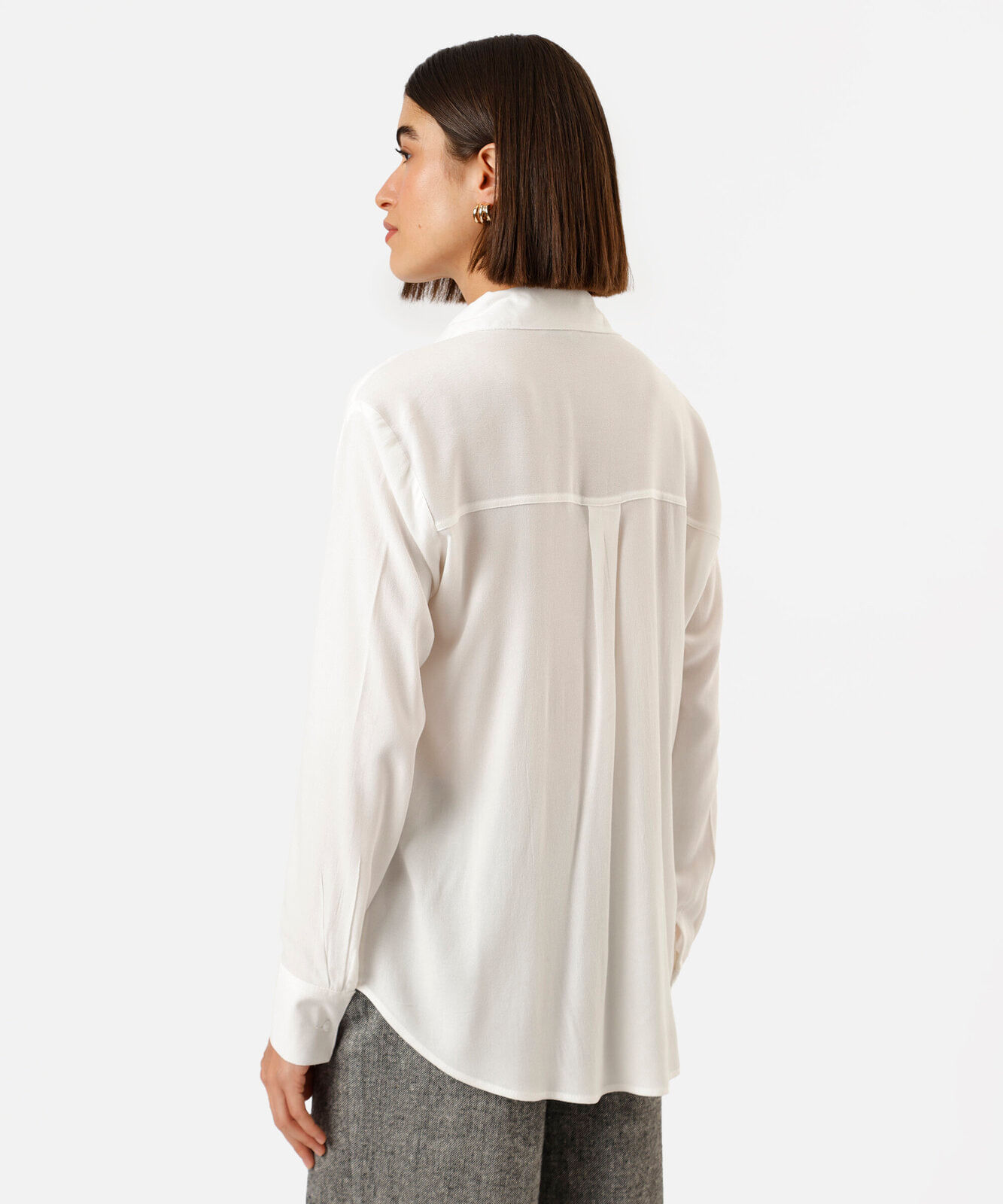 camisa feminina de viscose manga longa off white