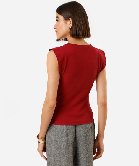 blusa muscle tee de algodão canelada vermelha