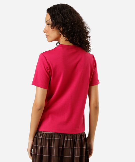 camiseta básica feminina de algodão peruano rosa