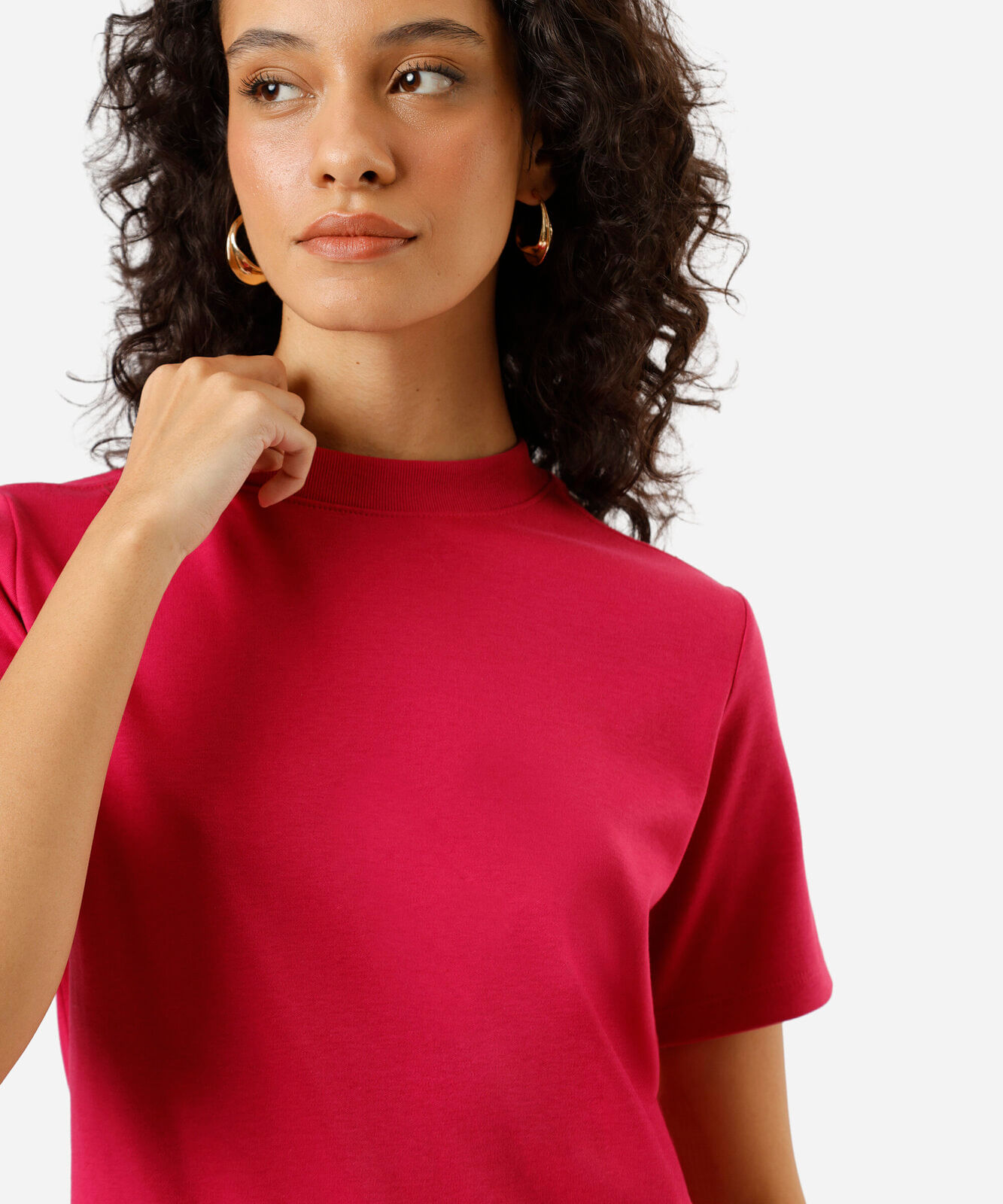camiseta básica feminina de algodão peruano rosa