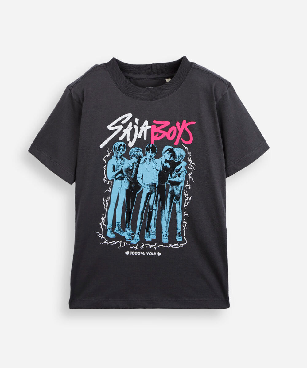 camiseta infantil de algodão saja boys guerreiras do kpop cinza