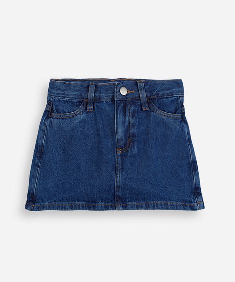 short saia infantil jeans azul