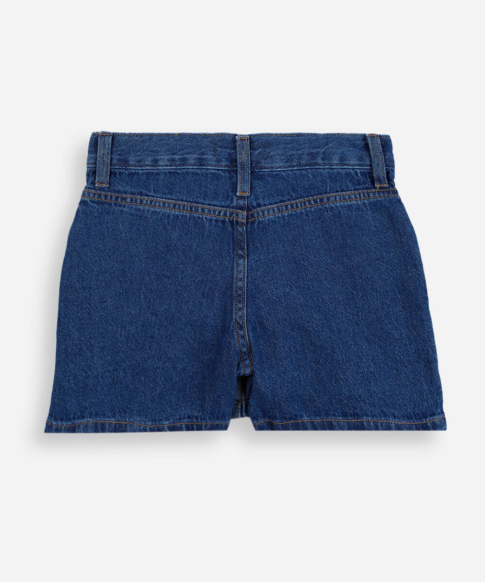 short saia infantil jeans azul