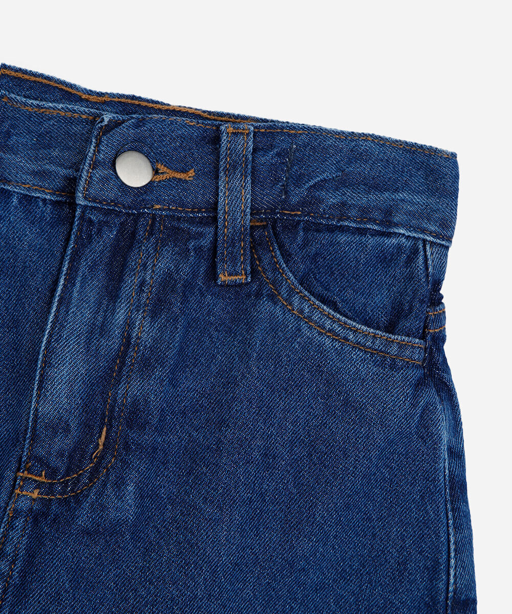 short saia infantil jeans azul