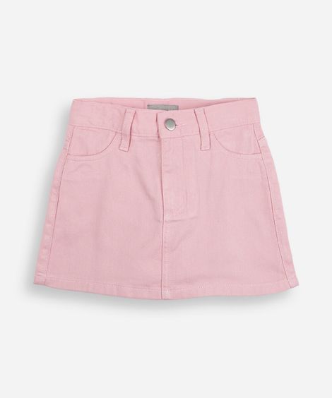 short saia infantil de sarja rosa